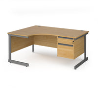 Contract 25 cantilever leg LH ergonomic desk with 2 drawer ped