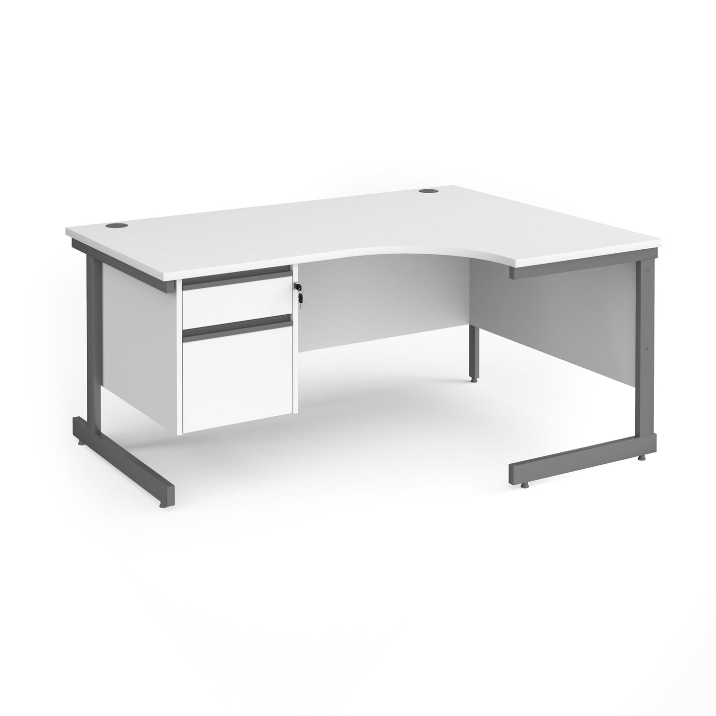 Contract 25 cantilever leg RH ergonomic desk with 2 drawer ped
