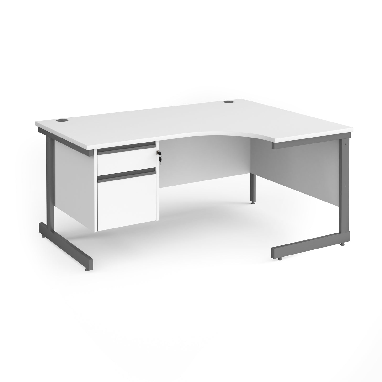 Contract 25 cantilever leg RH ergonomic desk with 2 drawer ped