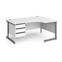 Contract 25 cantilever leg RH ergonomic desk with 3 drawer ped