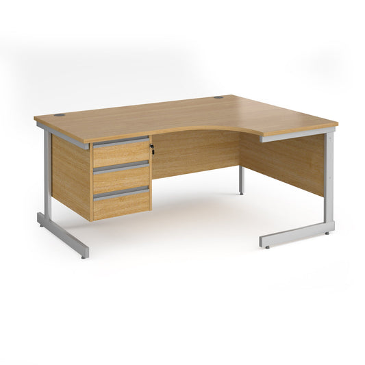 Contract 25 cantilever leg RH ergonomic desk with 3 drawer ped