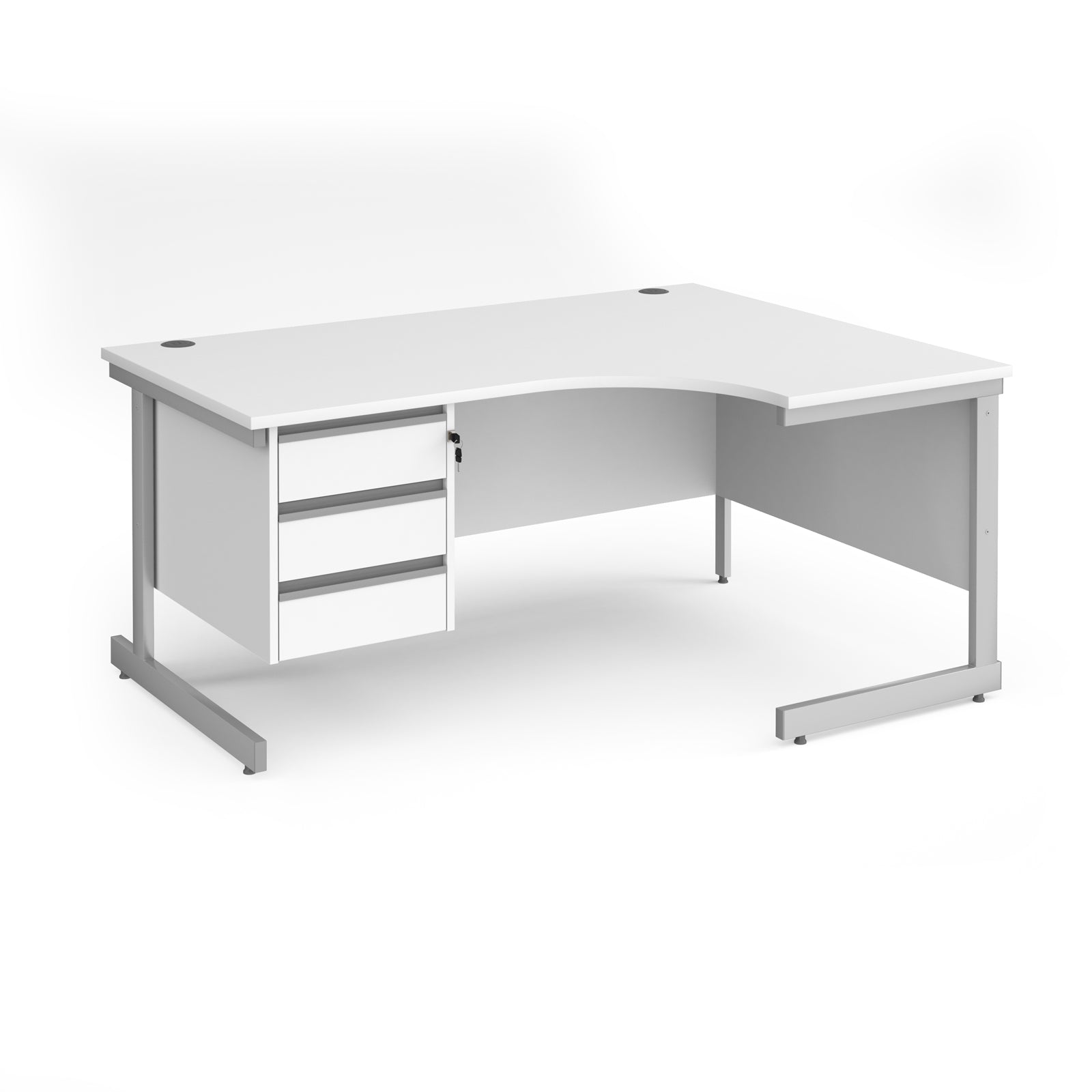 Contract 25 cantilever leg RH ergonomic desk with 3 drawer ped