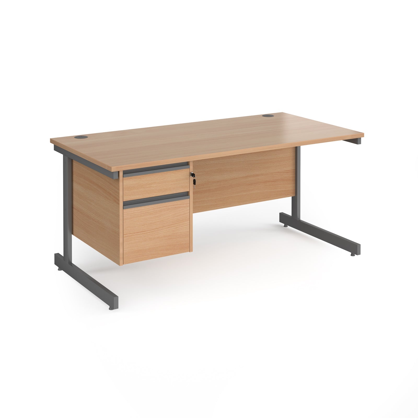 Contract 25 cantilever leg straight desk with 2 drawer pedestal