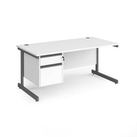 Contract 25 cantilever leg straight desk with 2 drawer pedestal