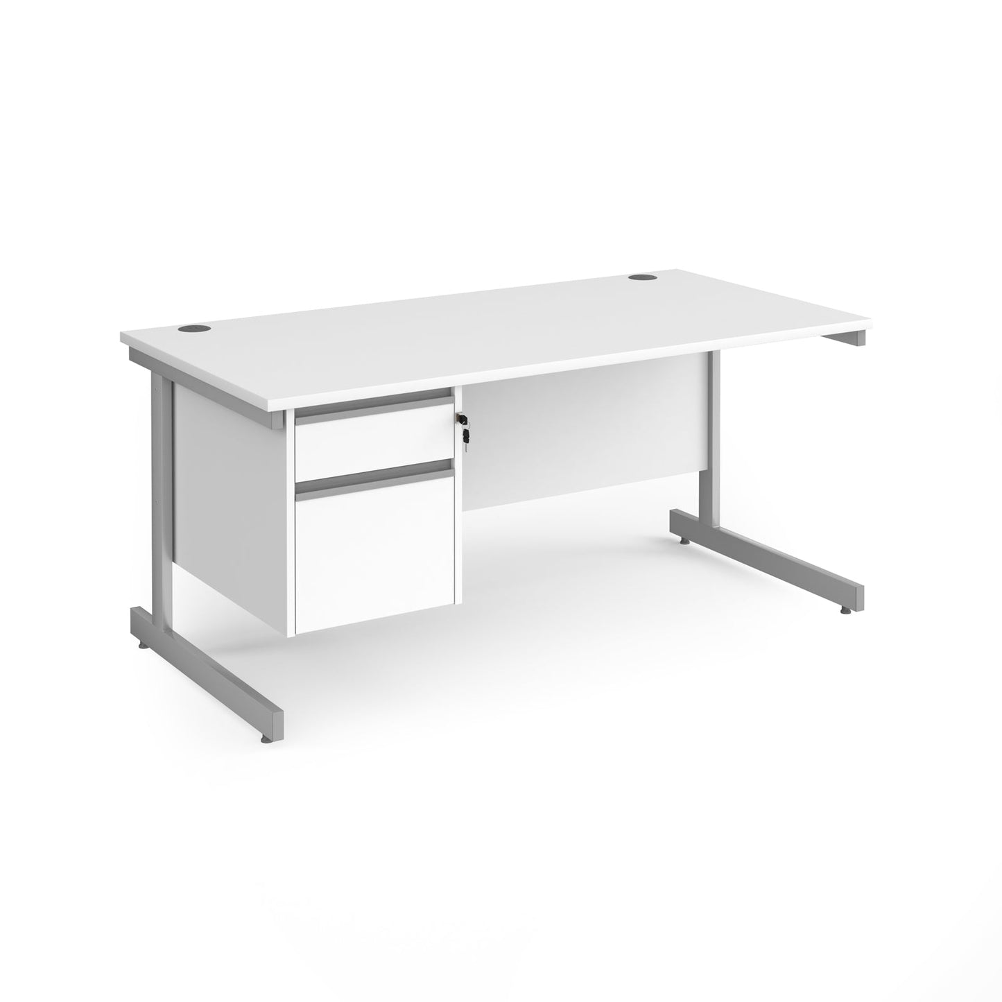 Contract 25 cantilever leg straight desk with 2 drawer pedestal
