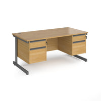 Contract 25 cantilever leg straight desk with 2 and 2 drawer peds