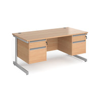 Contract 25 cantilever leg straight desk with 2 and 2 drawer peds