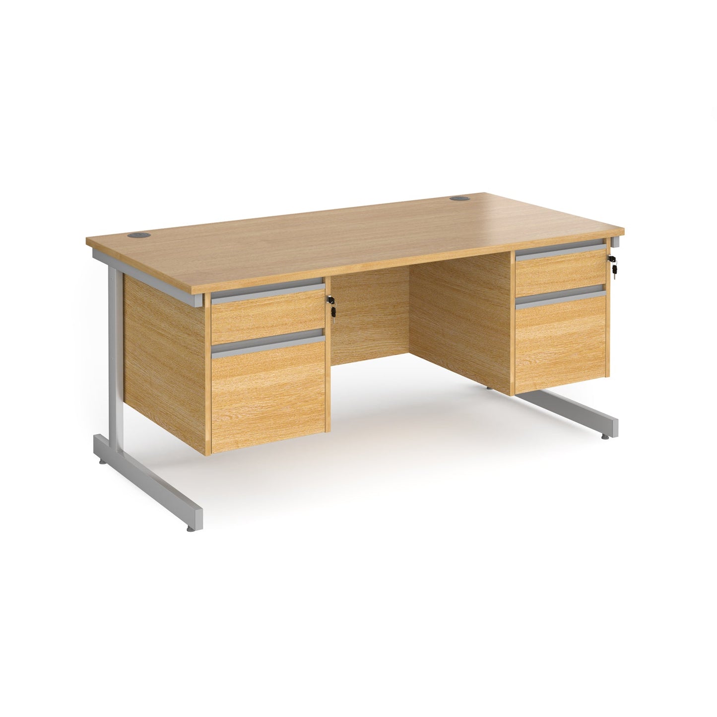Contract 25 cantilever leg straight desk with 2 and 2 drawer peds