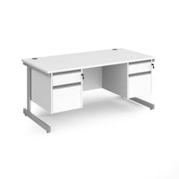 Contract 25 cantilever leg straight desk with 2 and 2 drawer peds
