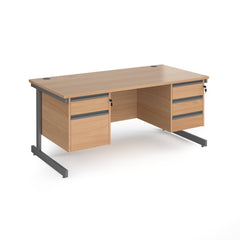 Contract 25 Cantilever Leg Straight Desk With 2 and 3 Drawer Peds