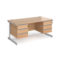 Contract 25 cantilever leg straight desk with 3 and 3 drawer peds