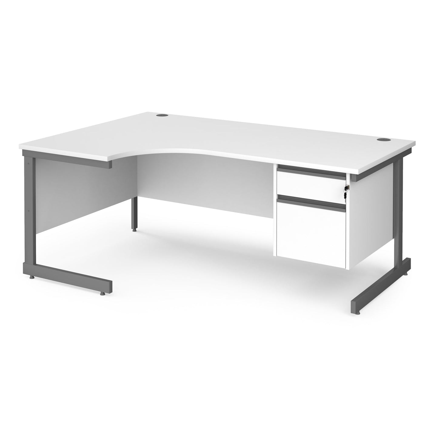 Contract 25 cantilever leg LH ergonomic desk with 2 drawer ped