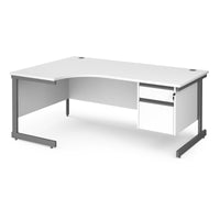 Contract 25 cantilever leg LH ergonomic desk with 2 drawer ped