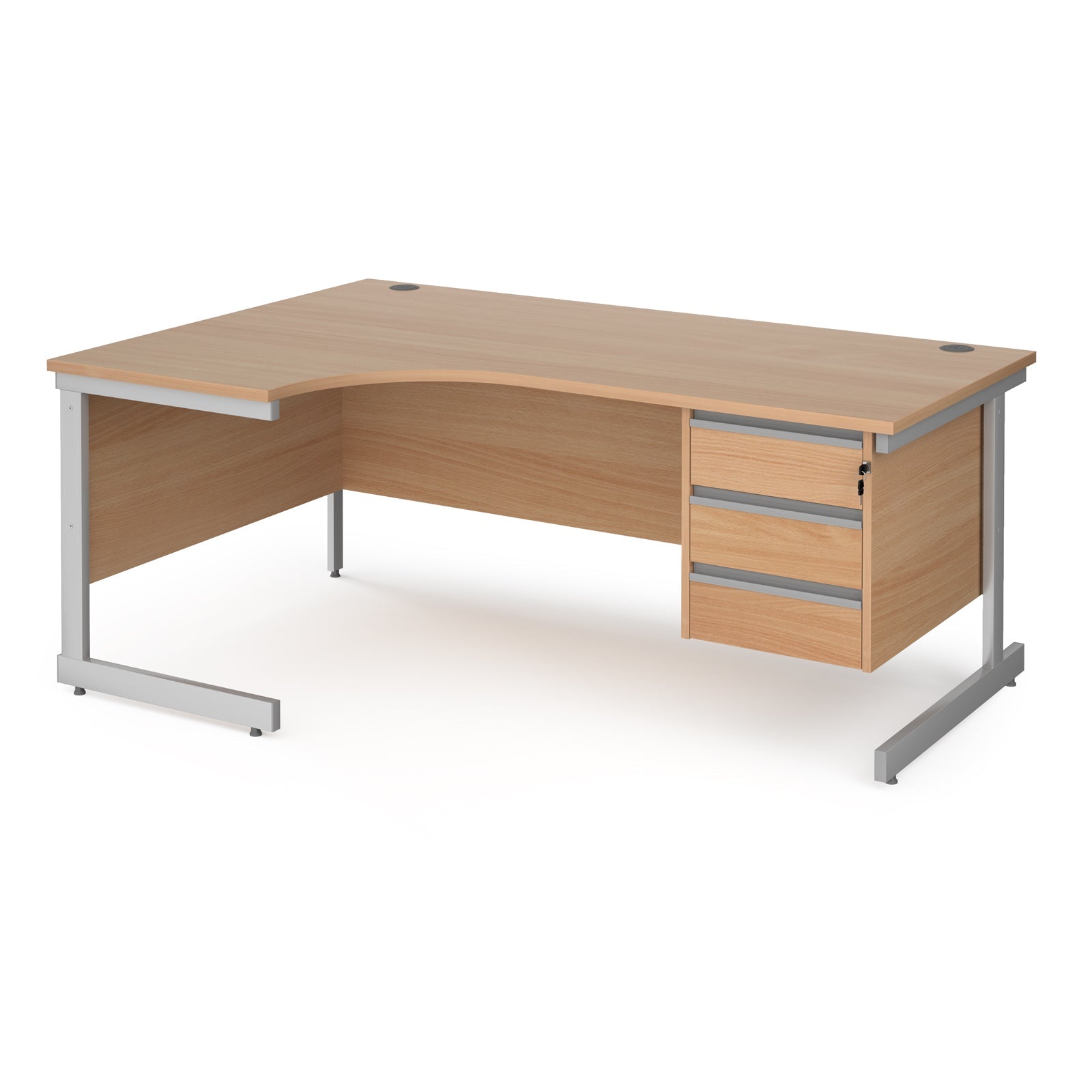 Contract 25 Cantilever Leg Lh Ergonomic Desk With 3 Drawer Ped