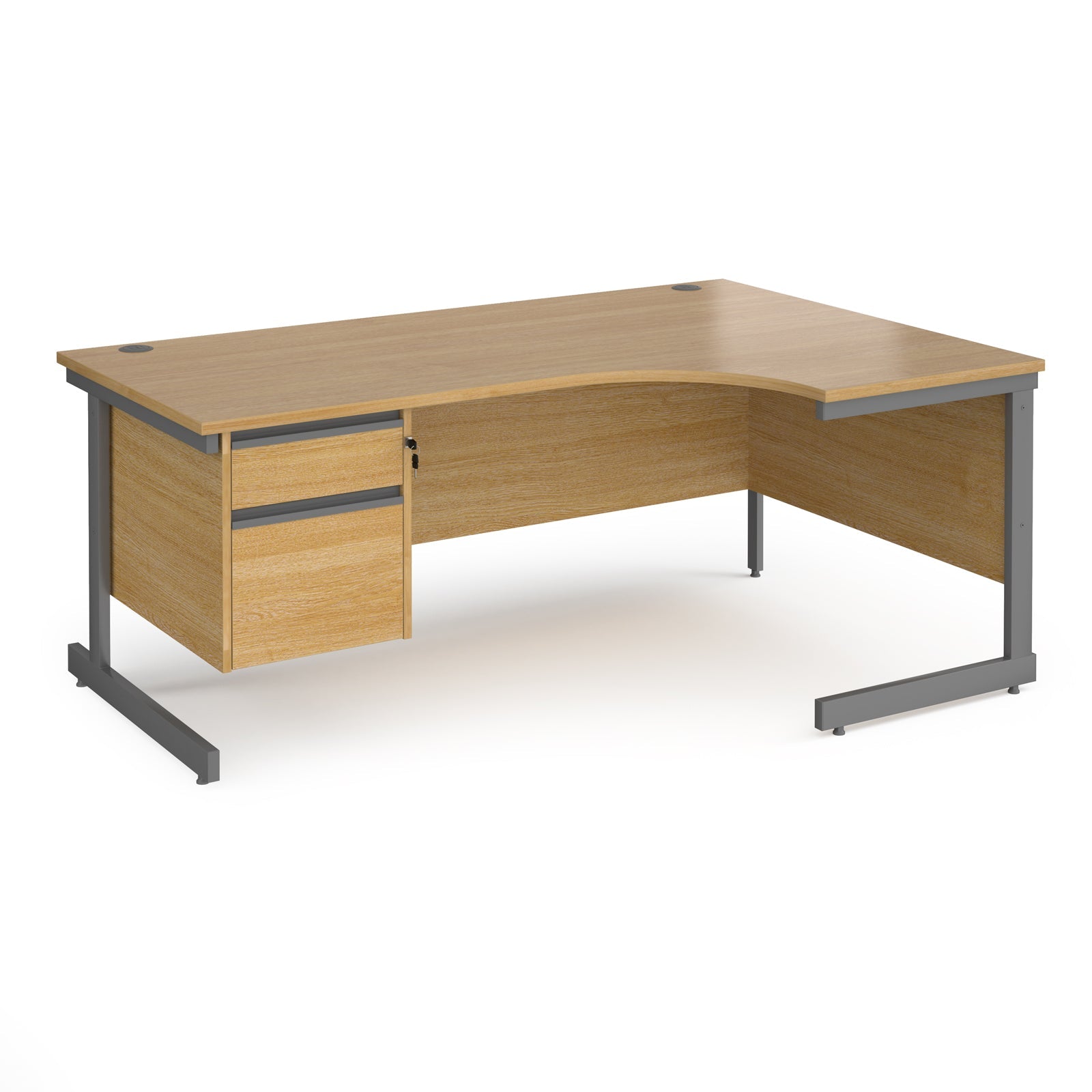 Contract 25 cantilever leg RH ergonomic desk with 2 drawer ped