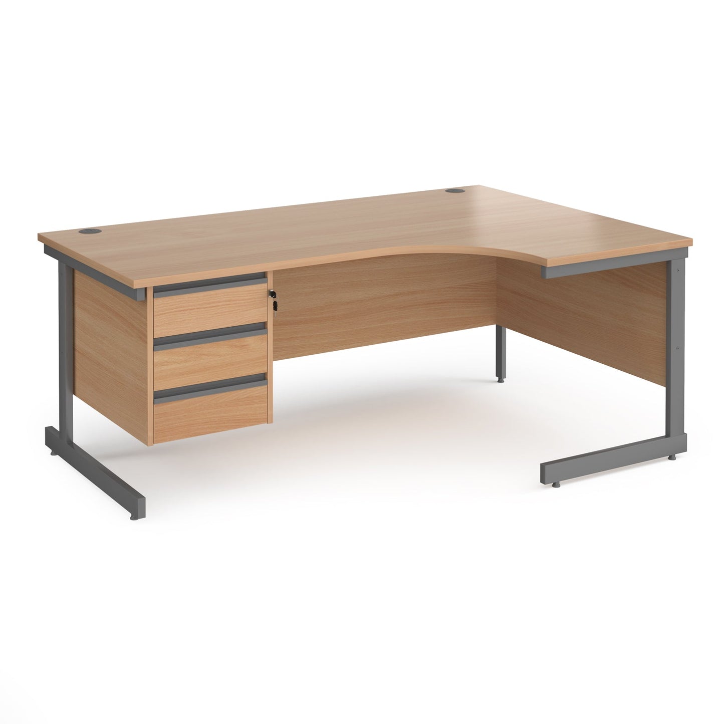 Contract 25 cantilever leg RH ergonomic desk with 3 drawer ped