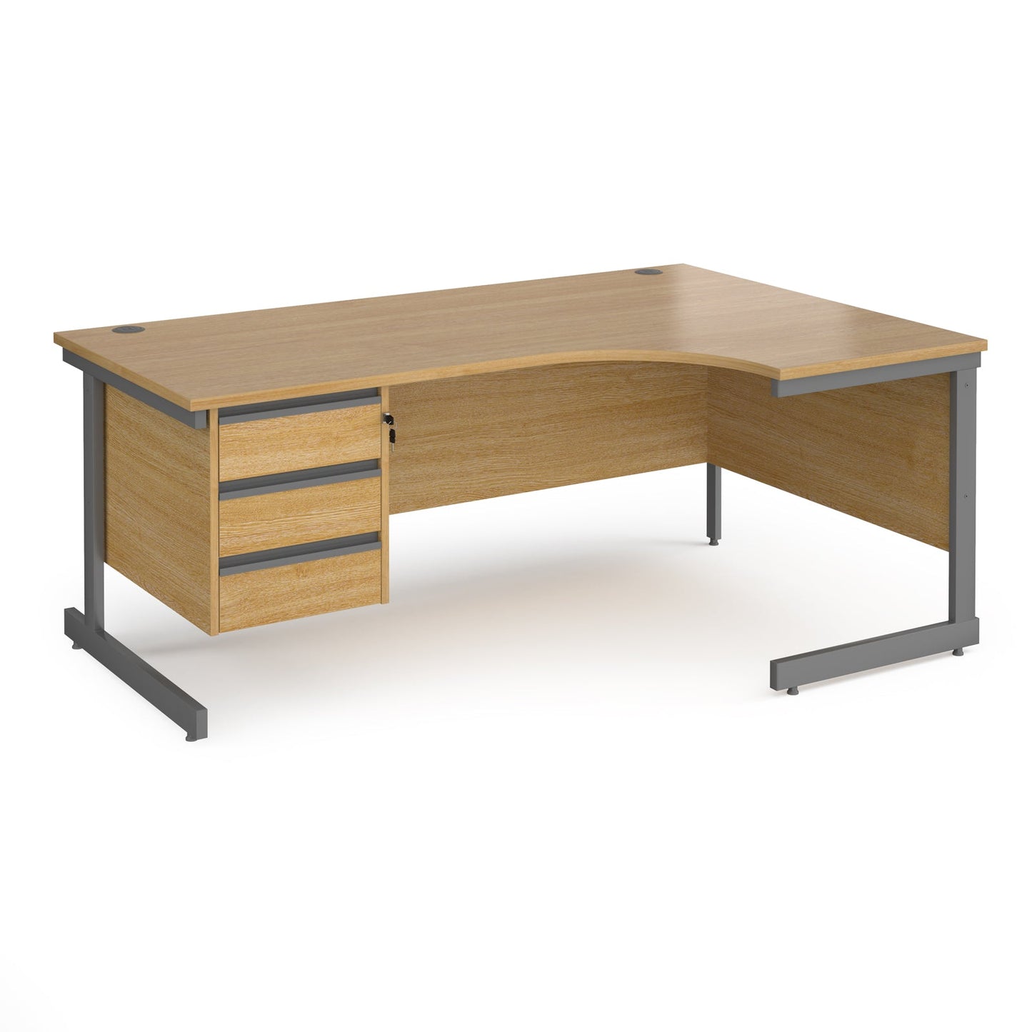 Contract 25 cantilever leg RH ergonomic desk with 3 drawer ped