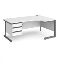 Contract 25 cantilever leg RH ergonomic desk with 3 drawer ped