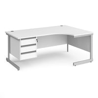 Contract 25 cantilever leg RH ergonomic desk with 3 drawer ped