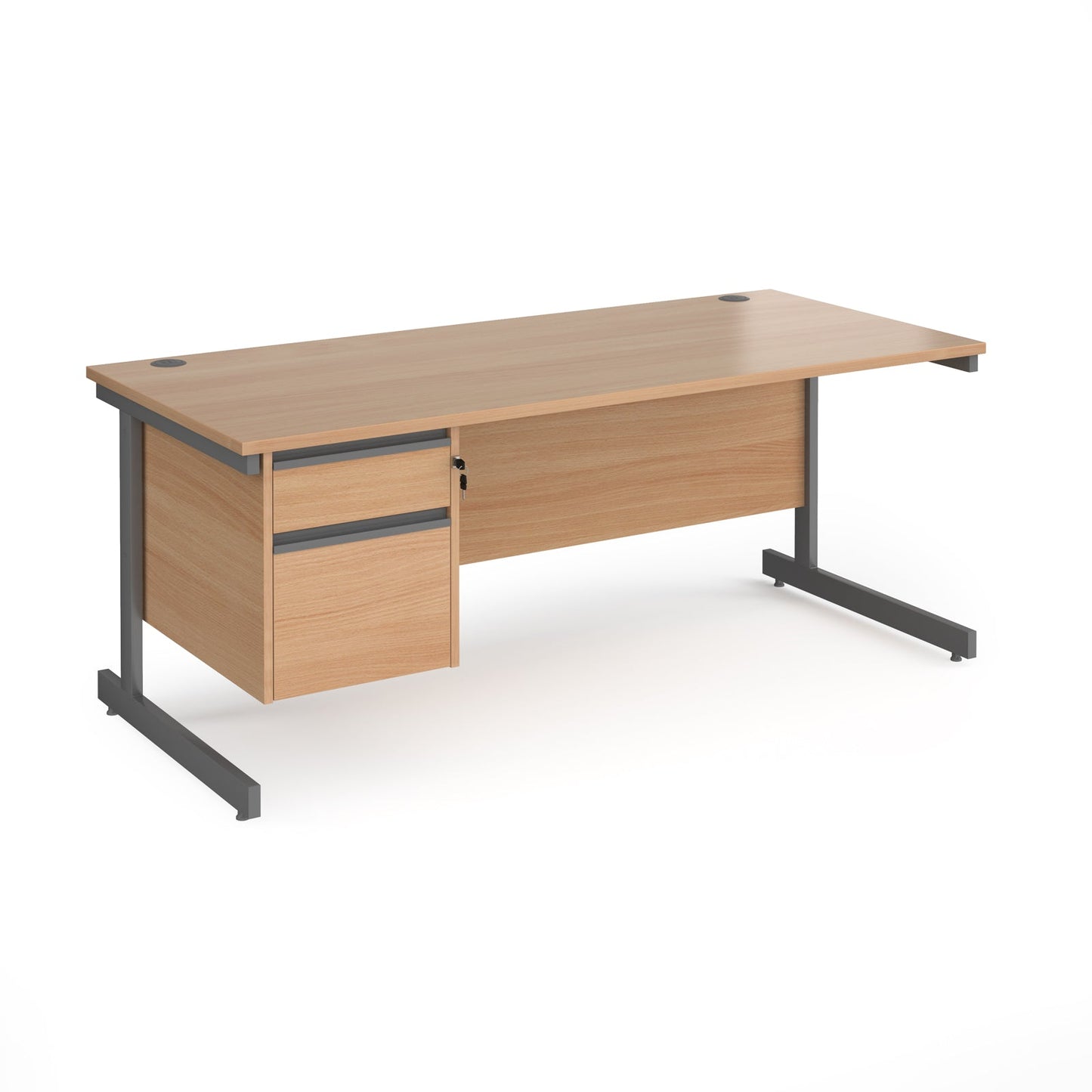 Contract 25 cantilever leg straight desk with 2 drawer pedestal