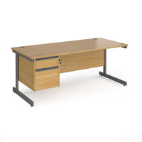 Contract 25 cantilever leg straight desk with 2 drawer pedestal