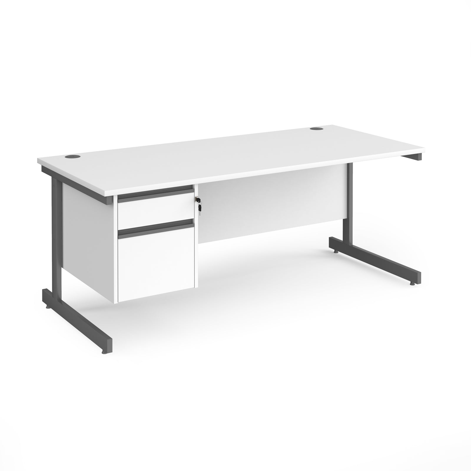Contract 25 cantilever leg straight desk with 2 drawer pedestal