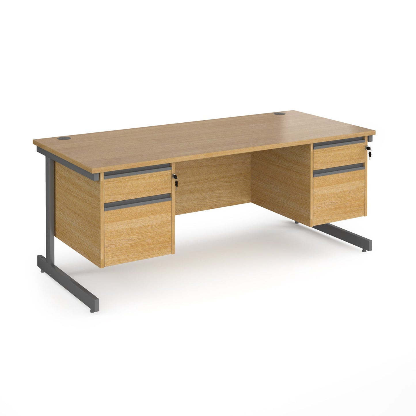 Contract 25 cantilever leg straight desk with 2 and 2 drawer peds