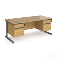 Contract 25 cantilever leg straight desk with 2 and 2 drawer peds