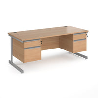 Contract 25 cantilever leg straight desk with 2 and 2 drawer peds