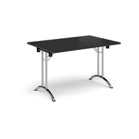 Rectangular folding leg table with curved feet