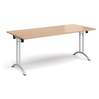 Rectangular folding leg table with curved feet