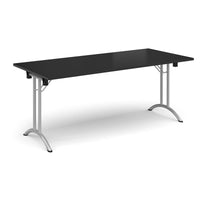 Rectangular folding leg table with curved feet