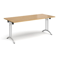 Rectangular folding leg table with curved feet