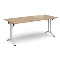 Rectangular folding leg table with curved feet