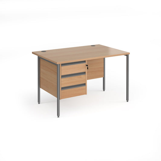Contract 25 H-Frame straight desk with 3 drawer pedestal