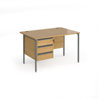 Contract 25 H-Frame straight desk with 3 drawer pedestal