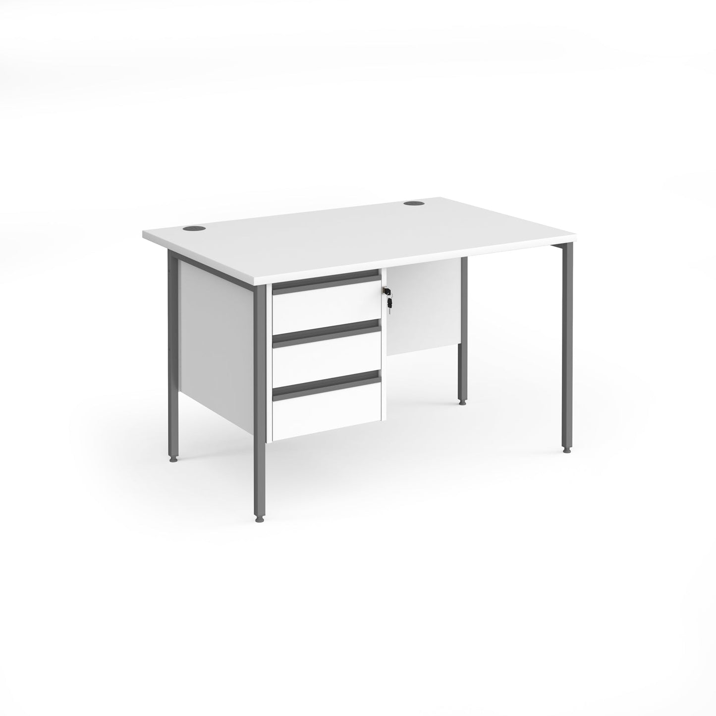 Contract 25 H-Frame straight desk with 3 drawer pedestal