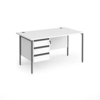 Contract 25 H-Frame straight desk with 3 drawer pedestal