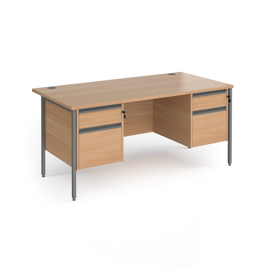Contract 25 H-Frame straight desk with 2 and 2 drawer peds