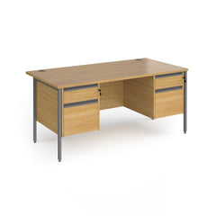 Contract 25 H-Frame Straight Desk With 2 and 2 Drawer Peds