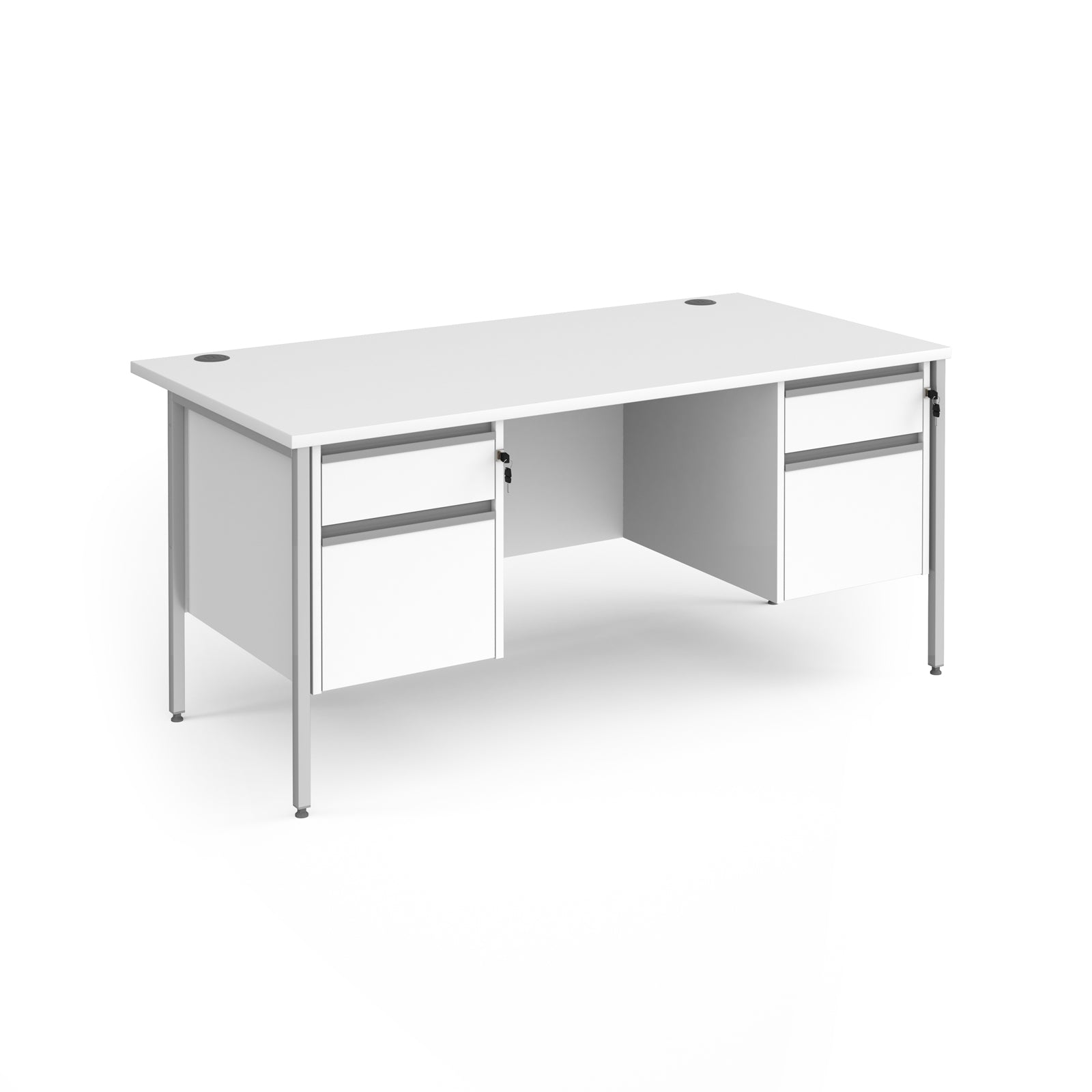 Contract 25 H-Frame Straight Desk With 2 and 2 Drawer Peds