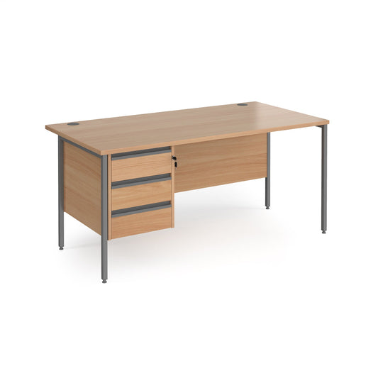 Contract 25 H-Frame straight desk with 3 drawer pedestal