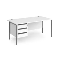 Contract 25 H-Frame straight desk with 3 drawer pedestal