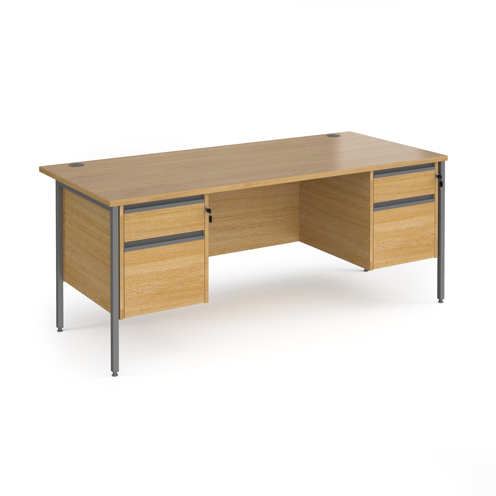 Contract 25 H-Frame Straight Desk With 2 and 2 Drawer Peds