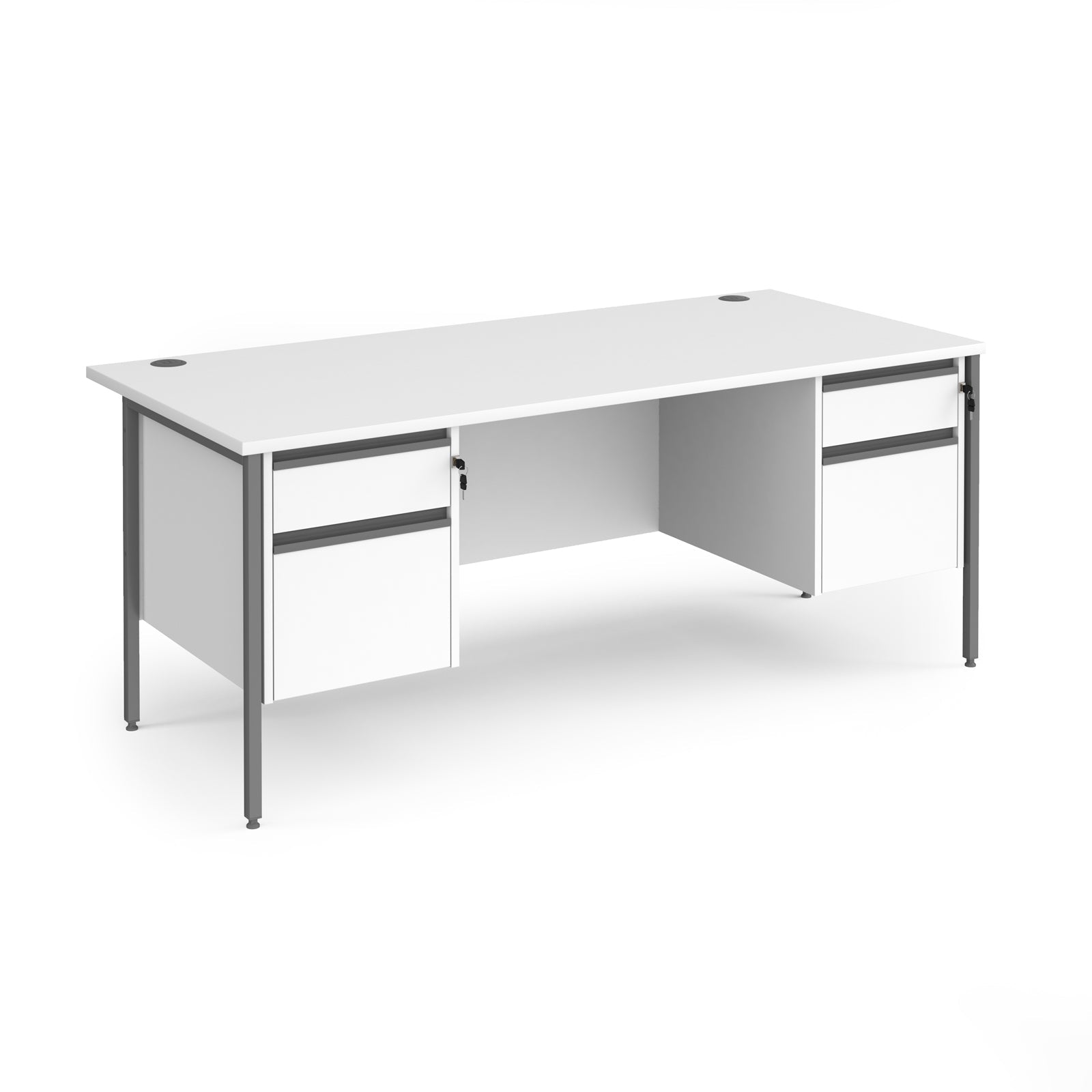 Contract 25 H-Frame Straight Desk With 2 and 2 Drawer Peds