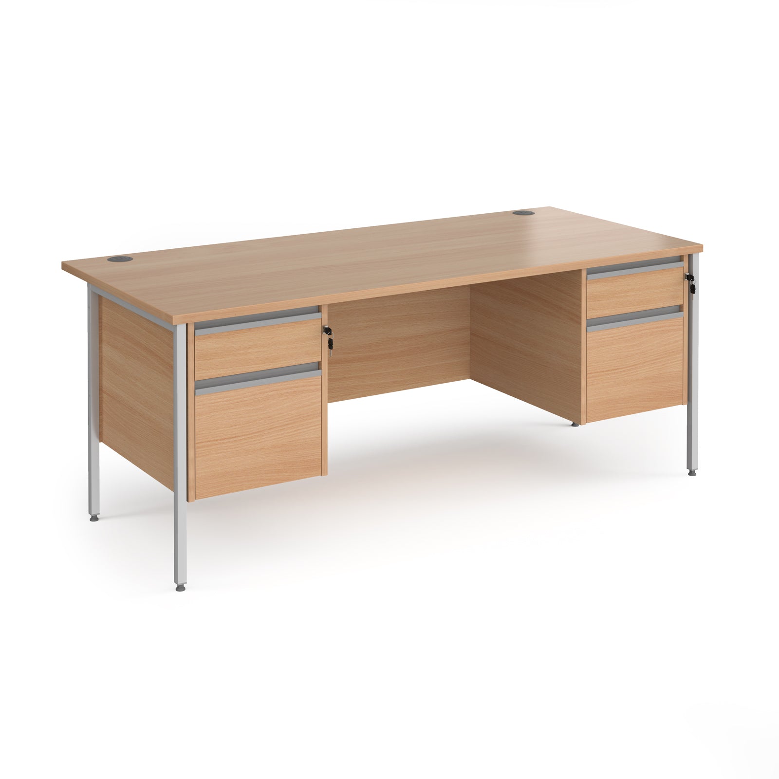 Contract 25 H-Frame Straight Desk With 2 and 2 Drawer Peds