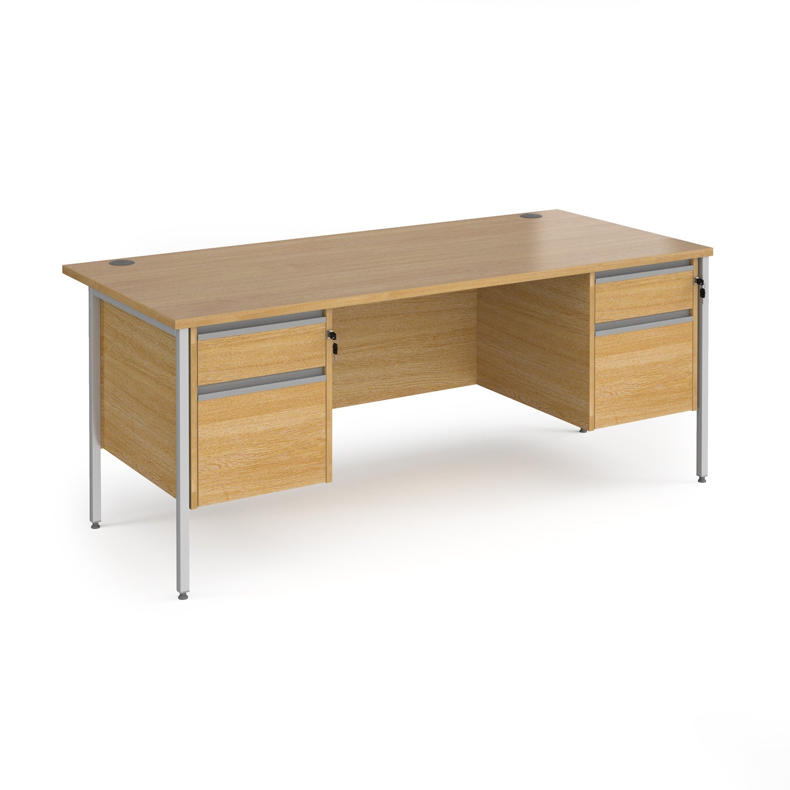 Contract 25 H-Frame Straight Desk With 2 and 2 Drawer Peds