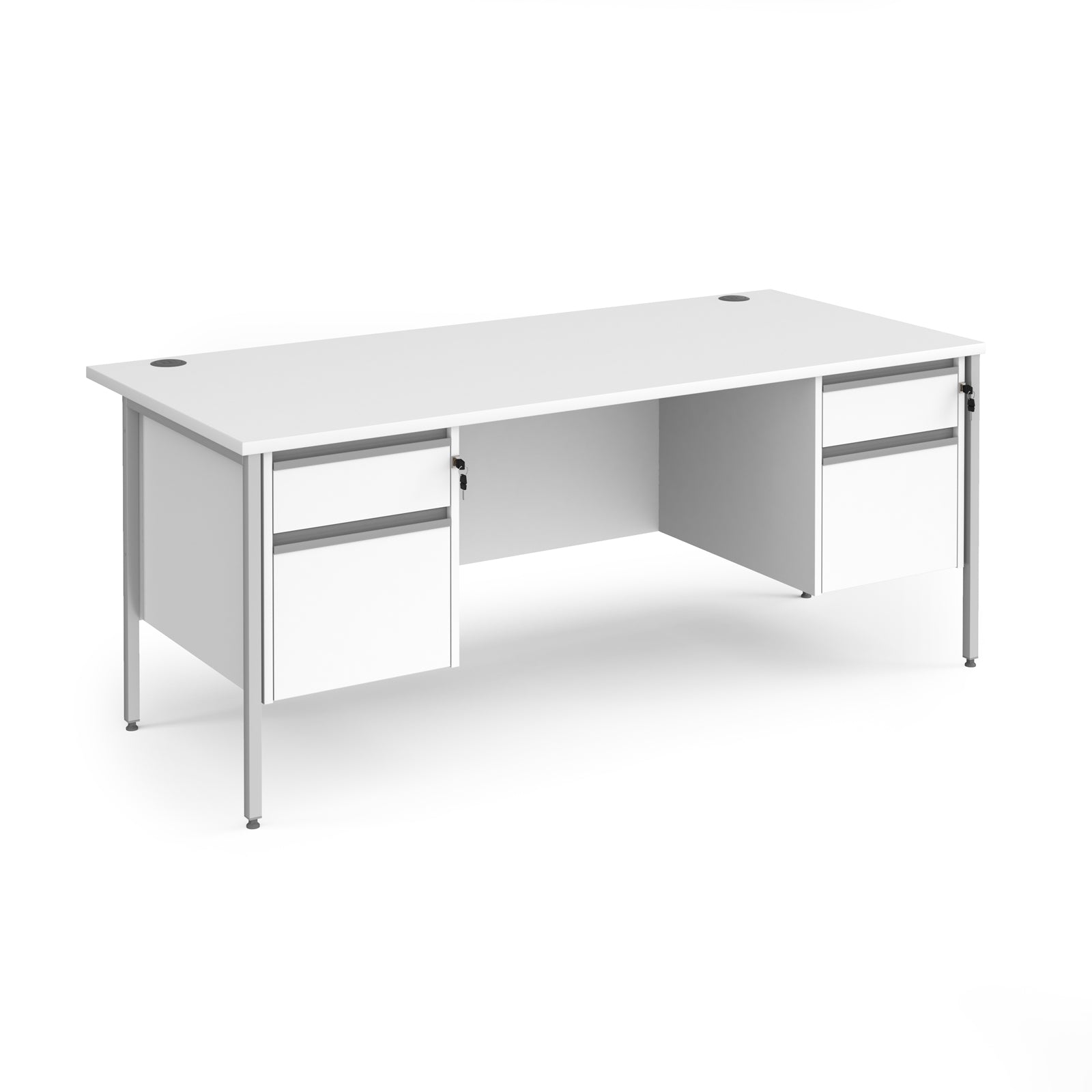 Contract 25 H-Frame Straight Desk With 2 and 2 Drawer Peds
