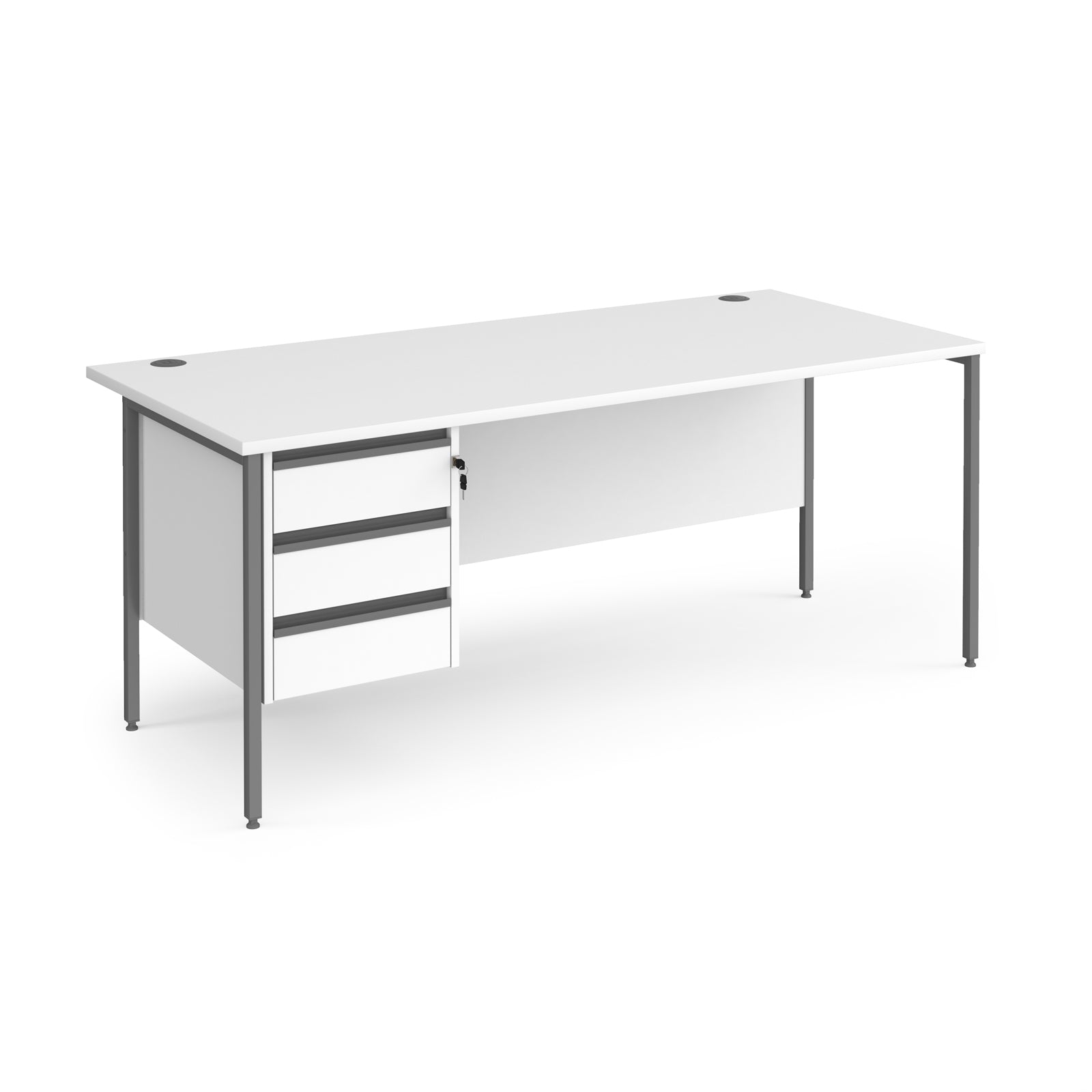 Contract 25 H-Frame straight desk with 3 drawer pedestal