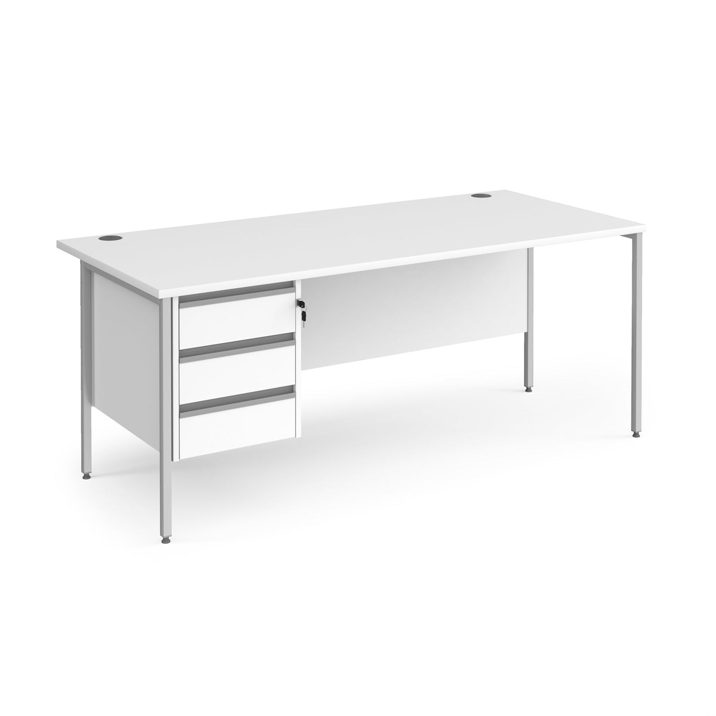 Contract 25 H-Frame straight desk with 3 drawer pedestal